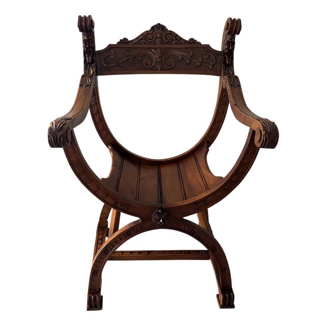 Late 19th Century Medieval Dagobert Armchair in Walnut For Sale