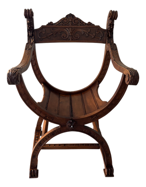 Late 19th Century Medieval Dagobert Armchair in Walnut