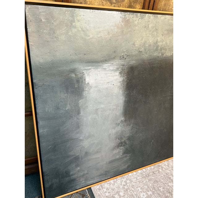 Piotr Strelnik Figurative Muted Blue Landscape Painting, Signed For Sale - Image 11 of 12