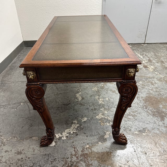 Chippendale Revival Leather Top Writing Desk, Vintage For Sale - Image 9 of 12