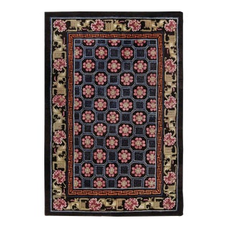 Antique Chinese Rug in Blue With Floral Medallions, From Rug & Kilim For Sale