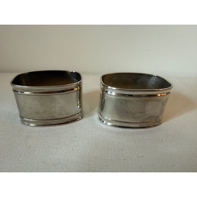 Vintage Silver Plated French Napkin Rings Monsieur & Madame, Set 2 For Sale - Image 10 of 12