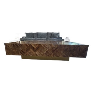 Made Goods Lesandro Coffee Table 40" X 60" Banana Bark With Gold Raffia Base For Sale