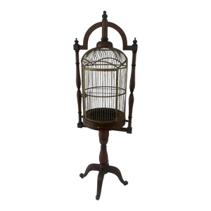 English Campaign Style Hanging Bird Cage H 70.75"
