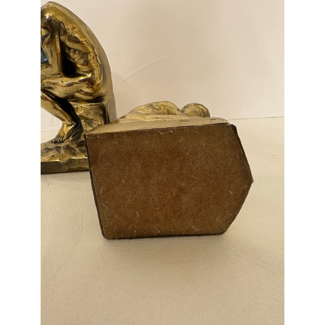 Auguste Rodin Mid 20th Century Brass "The Thinker" Bookends - A Pair For Sale - Image 4 of 5