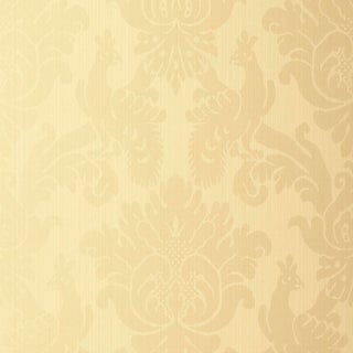 Sample - Schumacher Valette Strie Damask Wallpaper in Champagne For Sale