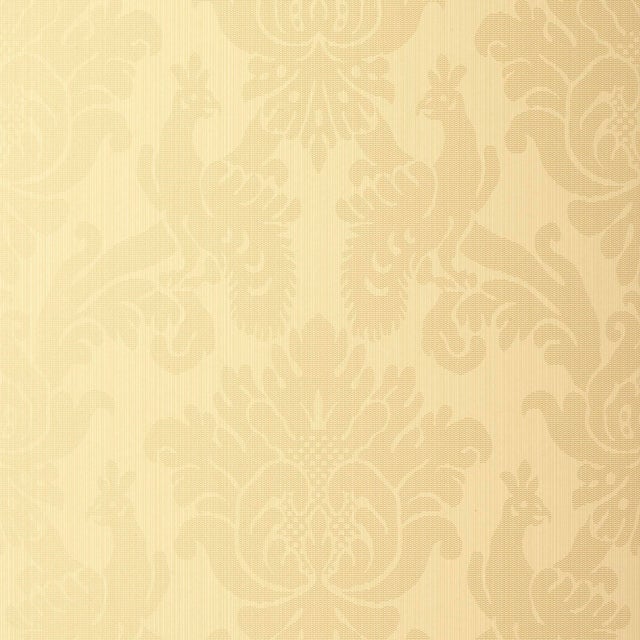 Sample - Schumacher Valette Strie Damask Wallpaper in Champagne For Sale