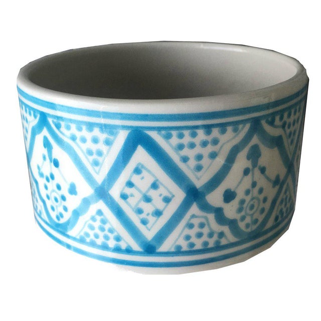 Modern Turquoise Round Porcelain Planter For Sale - Image 4 of 4