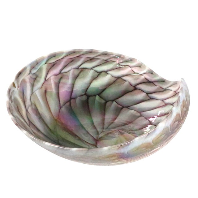 Brown Vintage Art Glass Shell Dish Fornace Ferro Vetro Artistco Murano C. 1970's For Sale - Image 8 of 14