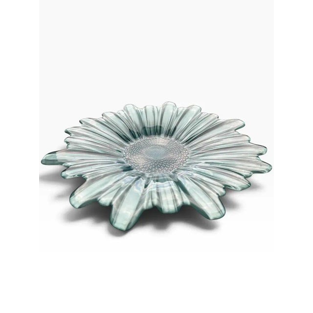 Mid 20th Century Vintage Turquoise Blue Art Glass Sunflower Bowl | Sculptural Floral Centerpiece For Sale - Image 5 of 5