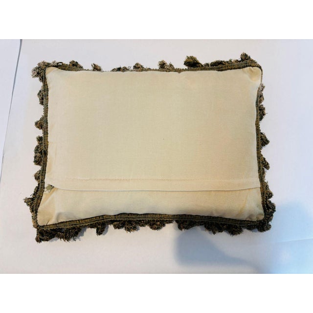 Green Vintage Throw Decorative Needlepoint Chihuahua Dogs Design Pillow For Sale - Image 8 of 11