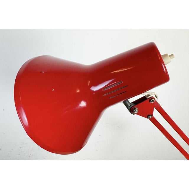 Vintage Italian Architect Table Lamp in Red, 1970s For Sale - Image 4 of 18