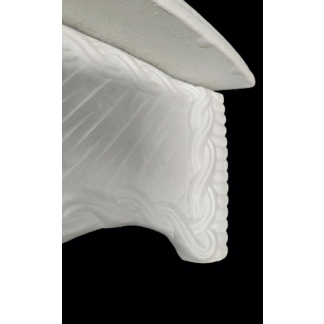 Plastic Vintage White Basket Weave LargePalm Beach Regency Style Wall Shelfs- A Pair For Sale - Image 7 of 10