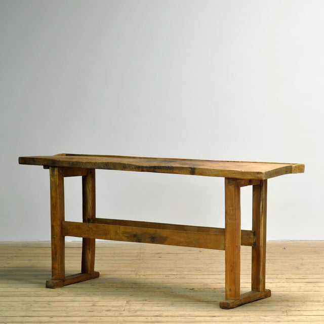 Industrial Vintage Oak Work Table, 1920 For Sale - Image 3 of 14