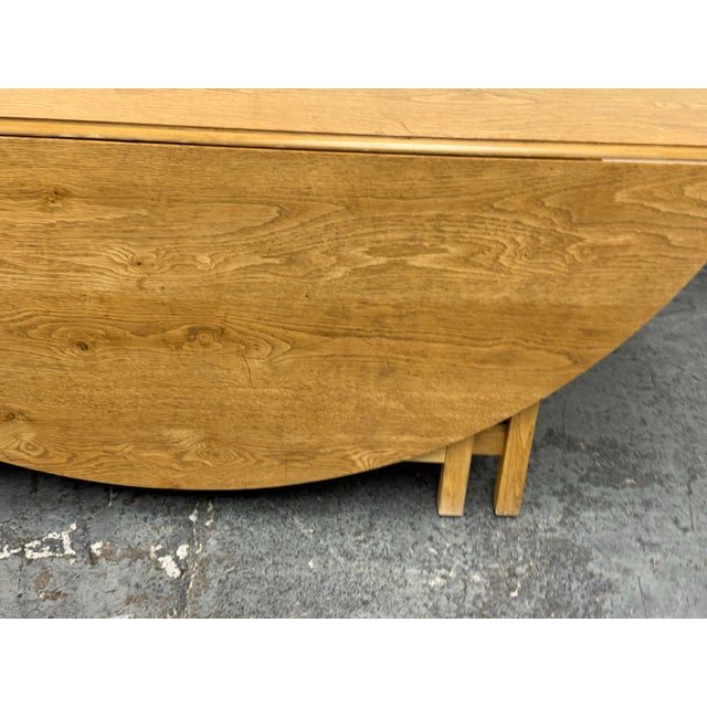 Late 20th Century 72 Inch Vintage Oak Wood Drop Leaf Console to Dining Table For Sale - Image 5 of 12