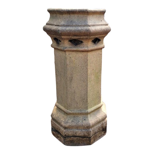 Antique Scottish Salt-Glazed Octagonal Chimney Pot, 31” Tall For Sale