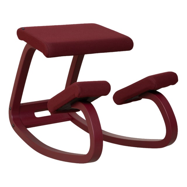 Wooden Monochrome Kneeling Chair in Plum Aubergine by Peter Opsvik for Varier For Sale