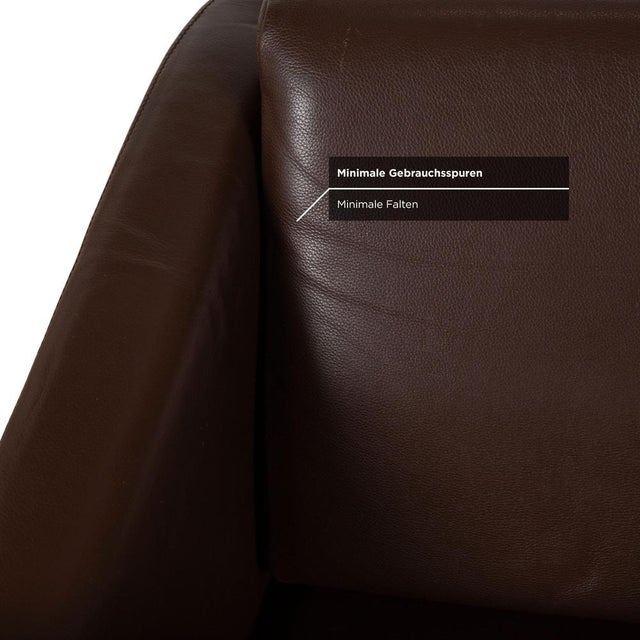Pavo Leather Chrome Armchair Set in Brown with Manual Reclining Function from FSM, Set of 2 For Sale - Image 11 of 18