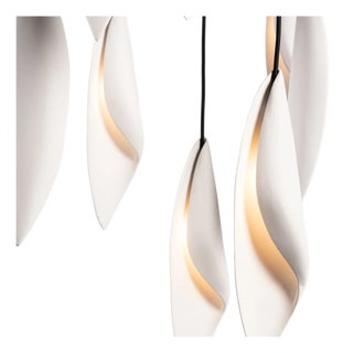 Ceramic 10-Piece Chandelier, White - Leaf by Oggetti For Sale