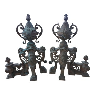 Antique Pair of French Andions For Sale