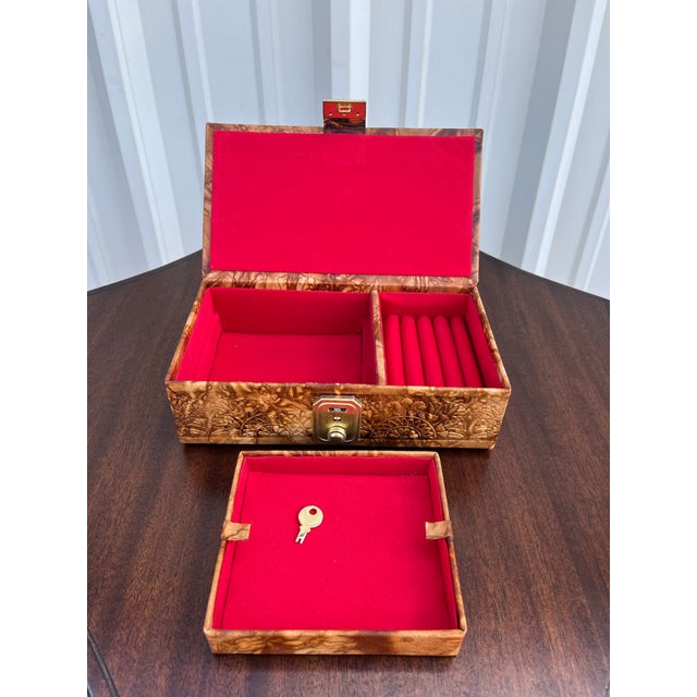 Egyptian Revival Embossed Leather Jewelry Box For Sale - Image 12 of 12