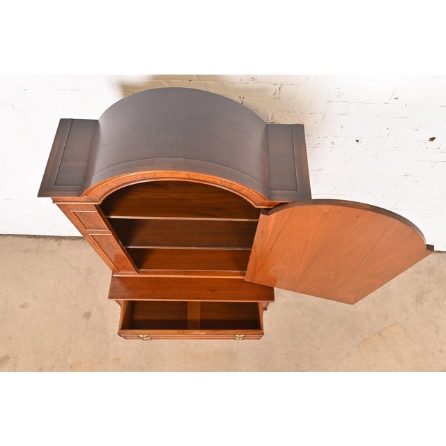 Flint & Horner Antique French Regency Louis XVI Flame Walnut and Burl Wood Bar Cabinet or Bookcase, Circa 1930s For Sale In South Bend - Image 6 of 15