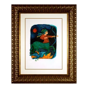 Mid 20th Century Contemporary Modern "Sagittarius" Framed Lithograph by Judith Bledsoe