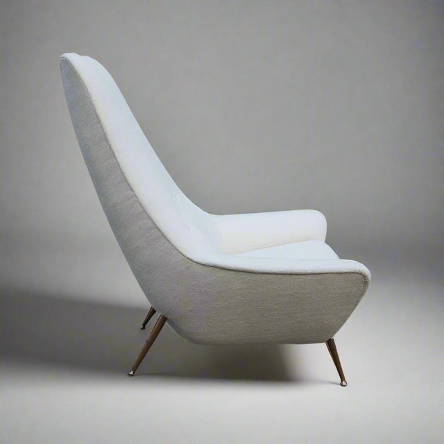 1950s 1950s Pair of Sculptural Italian Tall Back Lounge Chairs For Sale - Image 5 of 6