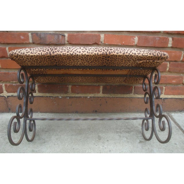 Black Iron Scroll Bench Spanish Mission Arts and Crafts For Sale - Image 8 of 10