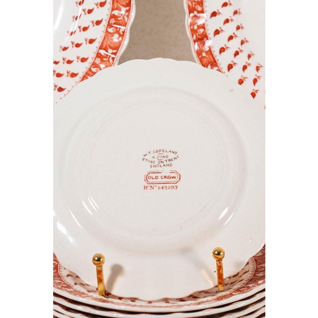 Spode ‘Old Crow’ Orange/Coral Dishes C. 1890 - 40 pcs For Sale - Image 12 of 12