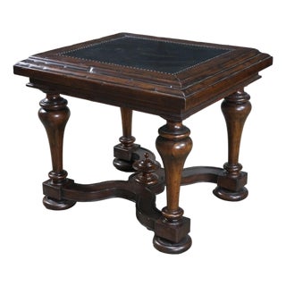 Bernhardt Old Word Tuscan Etched Metal & Wood Marquis Square Side End Table 31" For Sale