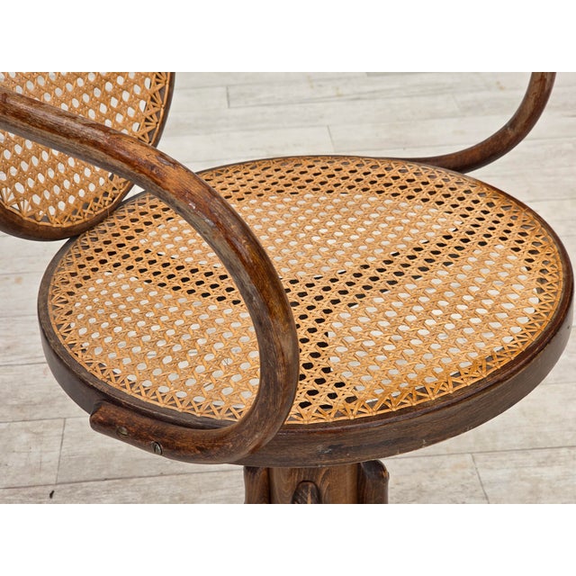 Wood Swivel Armchair in Bentwood and Furniture Mesh, 1950s For Sale - Image 7 of 18