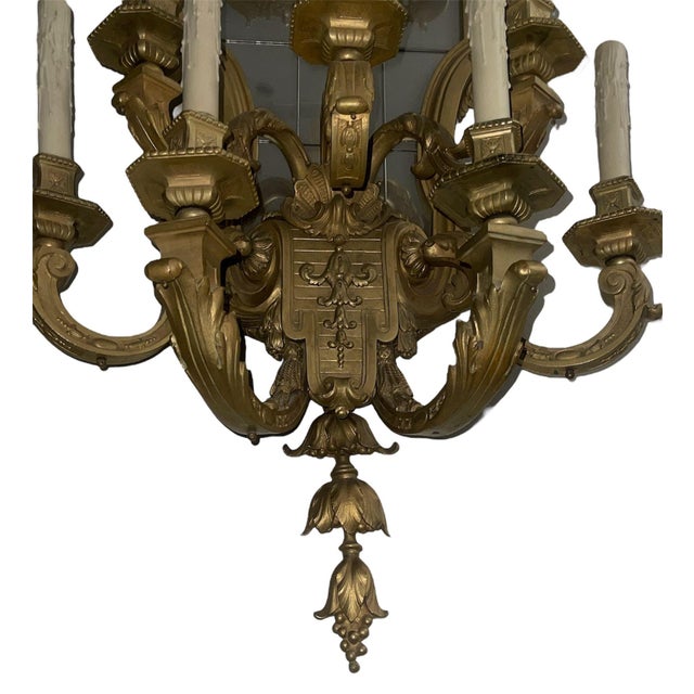 French Late 19th Century Pair of French Gilt Bronze Mirrored Wall Sconces Regency Style For Sale - Image 3 of 7