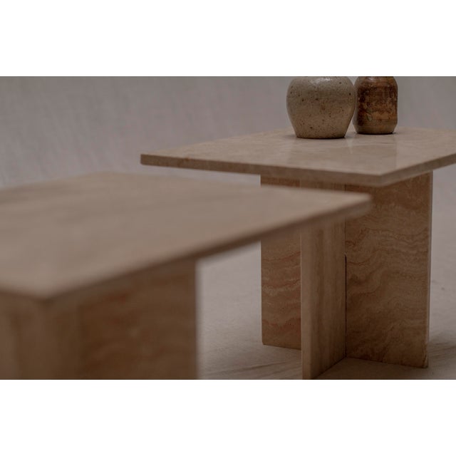 1970s Italian Travertine Side Tables, 1970s., Set of 2 For Sale - Image 5 of 10