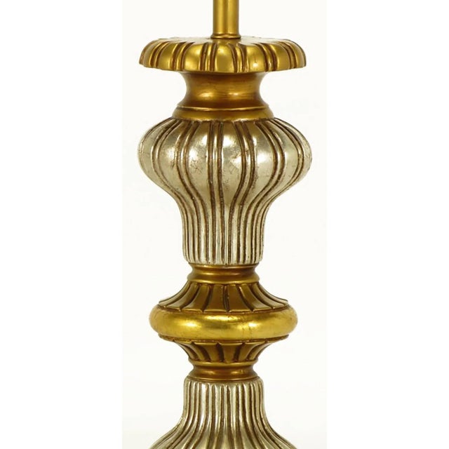 1950s Gilt and Silver Leaf Regency Table Lamps - a Pair For Sale - Image 5 of 8