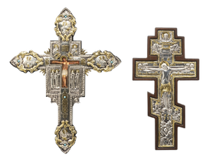 Vintage Orthodox Icons with Silver Plates, 1900s, Set of 2