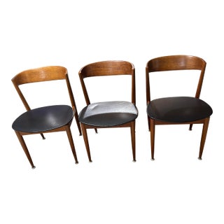 1960s Teak and Leather Dining Chairs by Bramin - Set of 3 For Sale