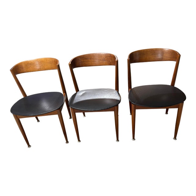 1960s Teak and Leather Dining Chairs by Bramin - Set of 3 For Sale
