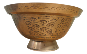 Engraved Oriental Brass Bowl, 1900