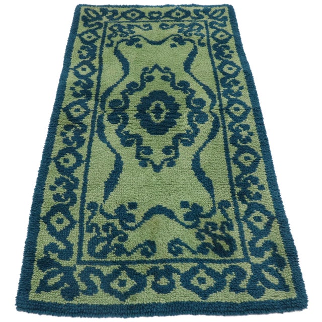Mid-Century Modern Vintage Green Swedish Pile Rug, 2'6 X 4'11 For Sale - Image 3 of 10