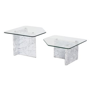 Marble & Glass Coffee Tables, Set of 2 For Sale