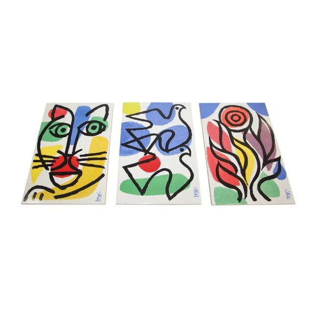 Post Modern Picasso Style Celestino Piatti Ceramic Art Tiles - Set of 3 For Sale - Image 13 of 13