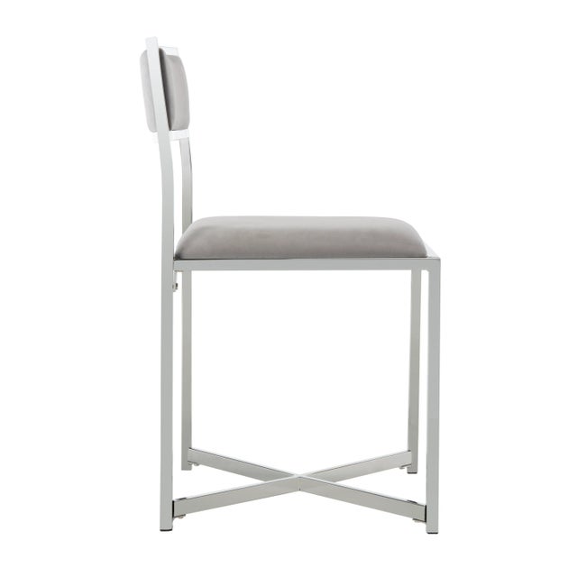 2020s Chrome Side Chair in Grey & Chrome - a Pair For Sale - Image 5 of 10