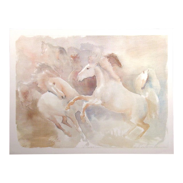 Beatrice Bulteau "Aurore" Signed Serigraph Fine Art, Horses, France For Sale