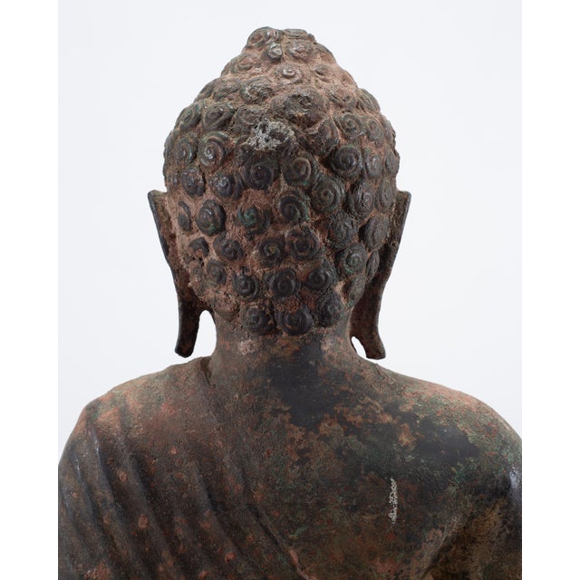 South Asian Cast Iron Buddha Figure Abhaya Mudra Pose 3 Ft For Sale - Image 15 of 18