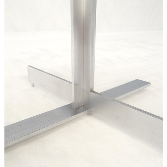 Solid Walnut Round Top Brushed Machined Stainless Steel Base Side End Table Stan For Sale - Image 6 of 11