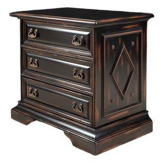 Italian Venetian Three-Drawer Nightstand in Black Finish For Sale