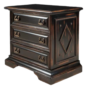Italian Venetian Three-Drawer Nightstand in Black Finish