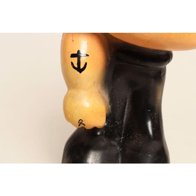Vintage 1930s Carved and Painted Chalkware Popeye Figurine For Sale - Image 12 of 16
