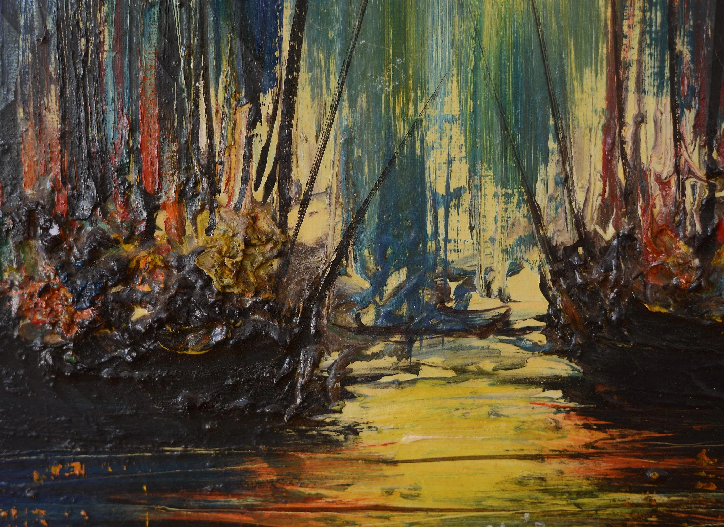 【S20号】modulation モデュレーション 抽象画oilpainting Mid Century Ozz Franca Brutalist Impasto Cityscape Painting | Chairish